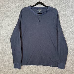 Roark Shirt Mens Medium Blue Thermal Henley Knit Long Sleeve Stretch Comfort